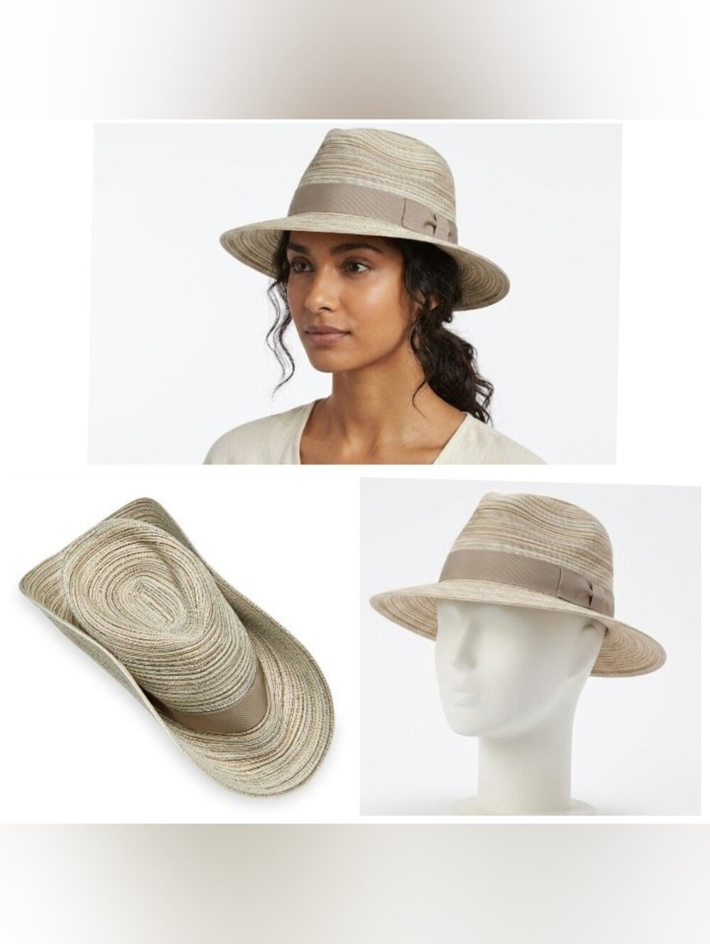 Fedora Hat Classic Resort Beige Adjustable Travel Packable Lightweight